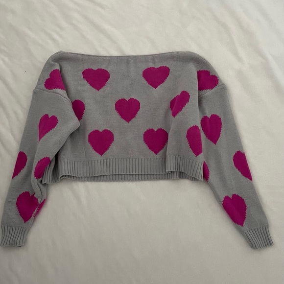 Nasty Gal Knitted Heart Off the Shoulder Sweater - Picture 5 of 7